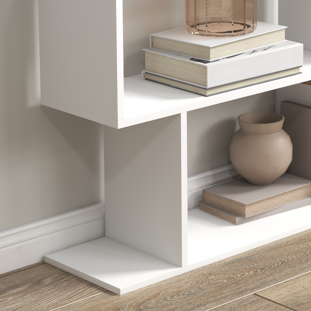 Particle Board 6-Tier Asymmetrical Shelving Unit White HOMCOM