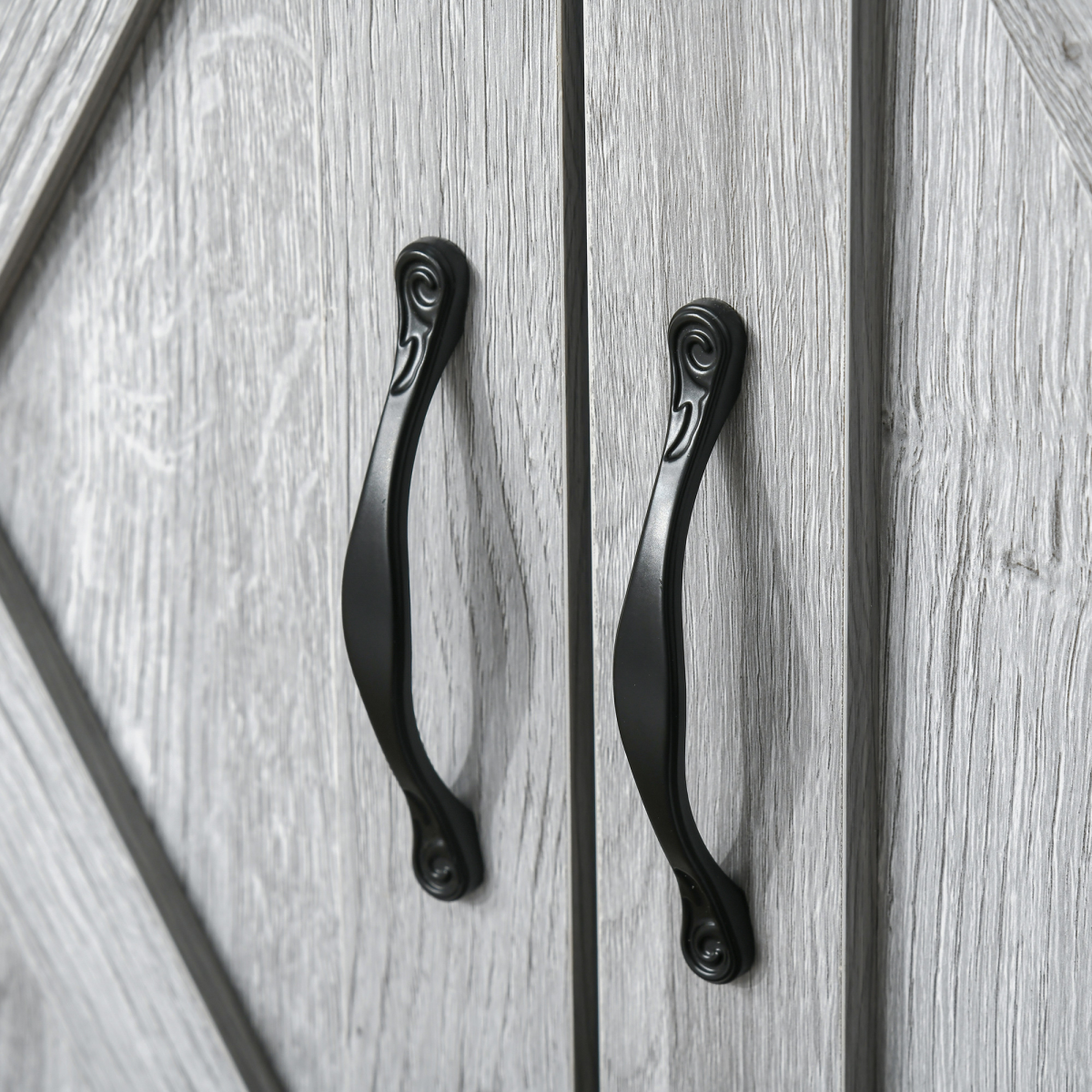 Farmhouse Barn Door Sideboard Buffet Storage Cabinet Coffee Bar Grey Grain Unbranded