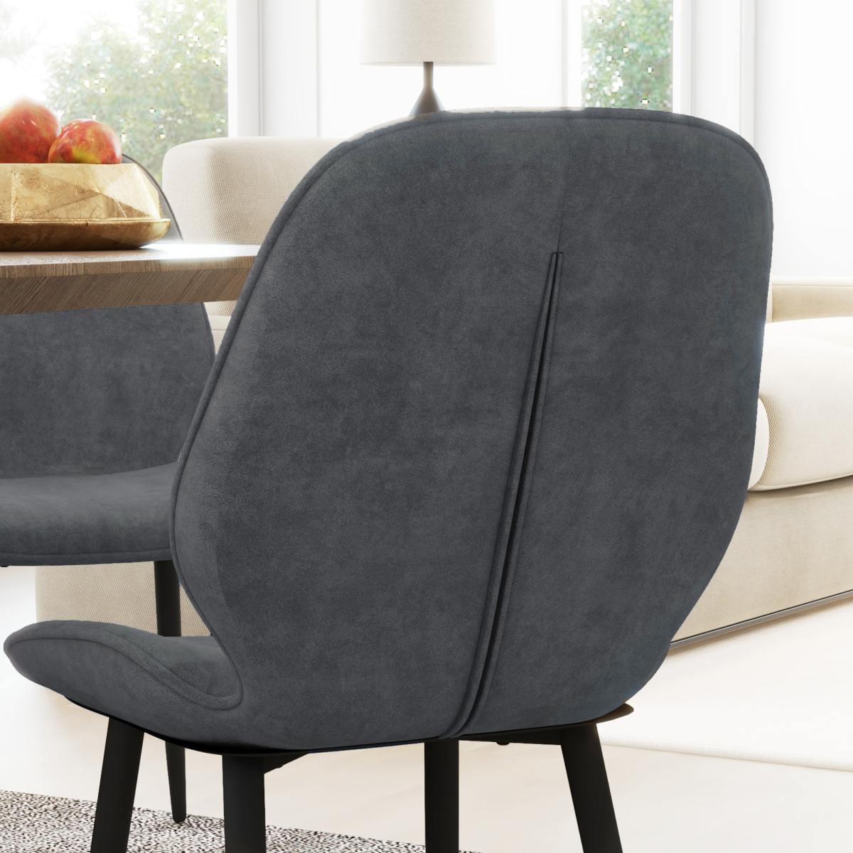 HOMCOM Dining Chairs Set of 2, Upholstered Kitchen Chairs with Metal Legs, Grey HOMCOM