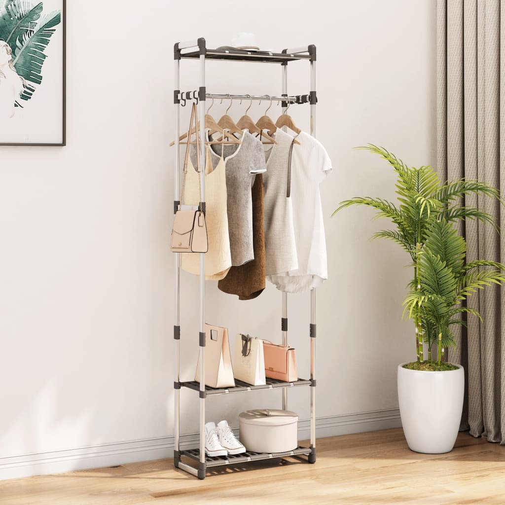 3-Tier Clothes Rack Silver 59x29x192 cm Aluminium vidaXL