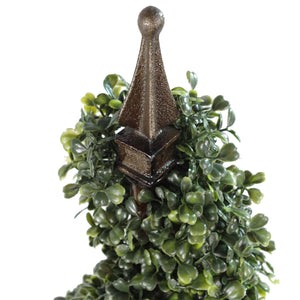 120cm (4ft) Tall Artificial Boxwood Tower Tree Topiary Spiral Metal Top Leaf