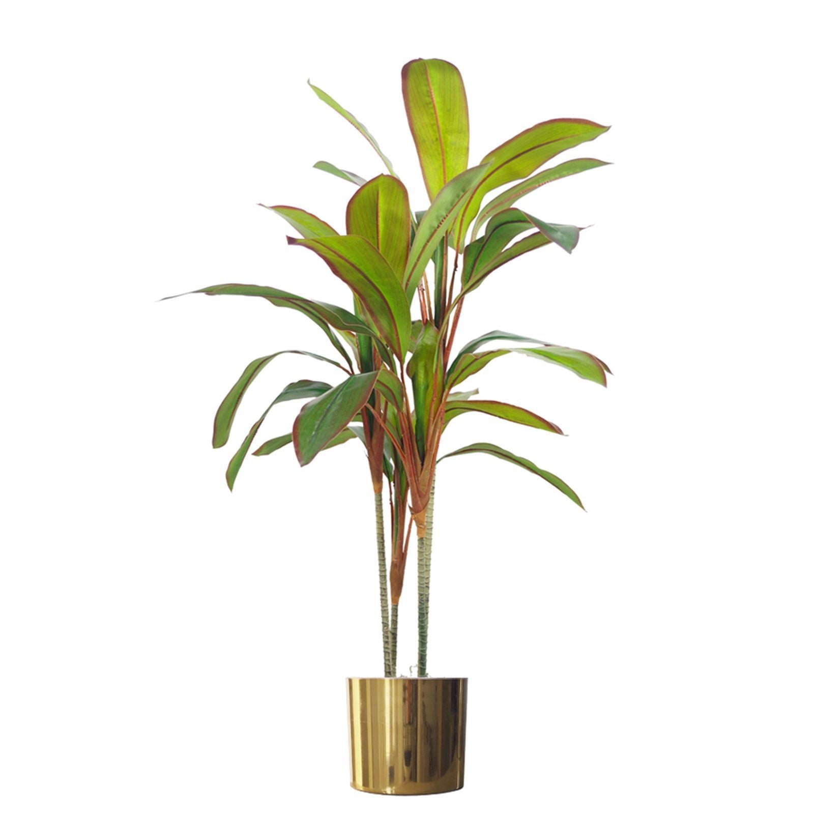 100cm Artificial Realistic Dracaena Tropical Plant with Gold Metal Planter Leaf