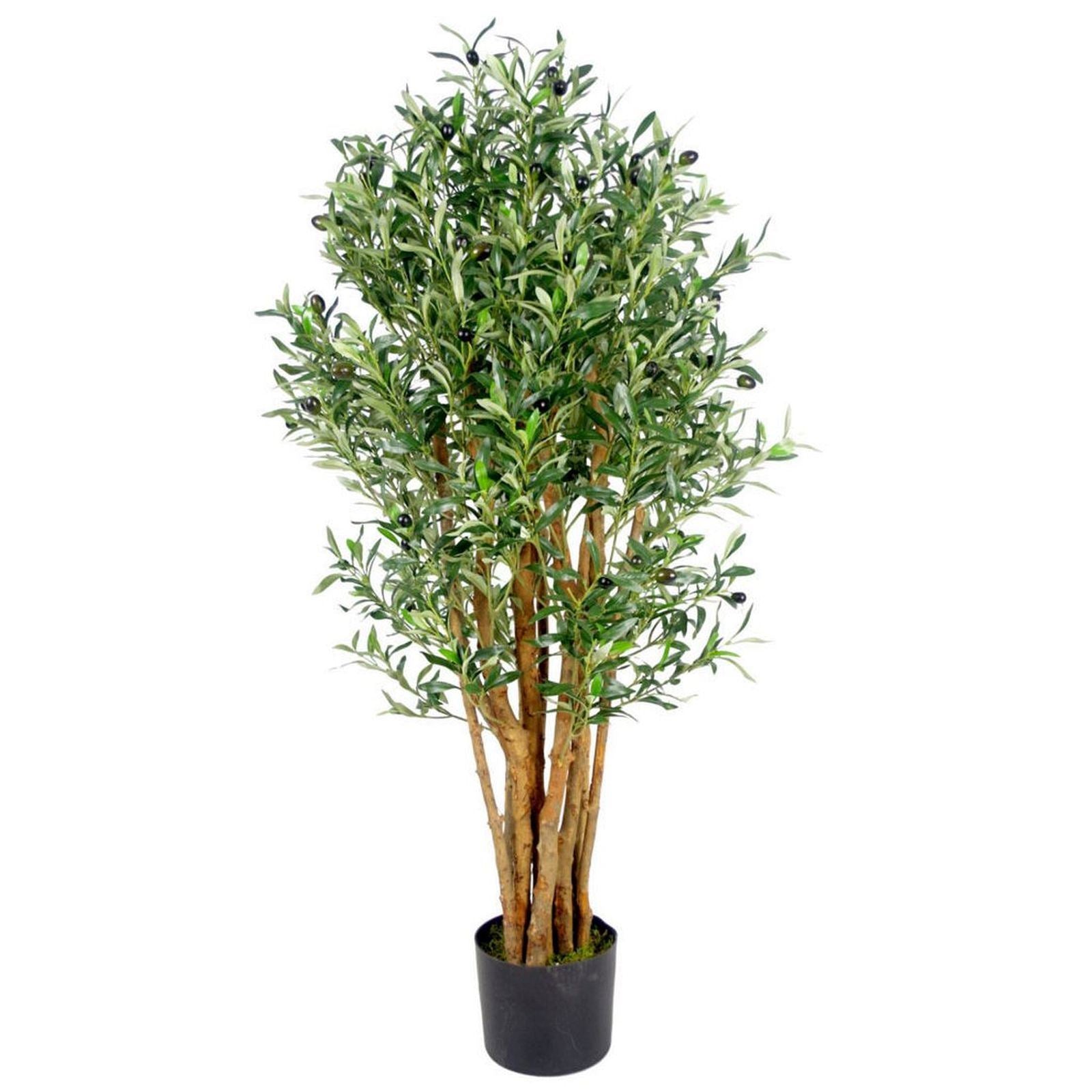 125cm Leaf Design UK Realistic Artificial Olive Tree in Black Plastic Pot Leaf