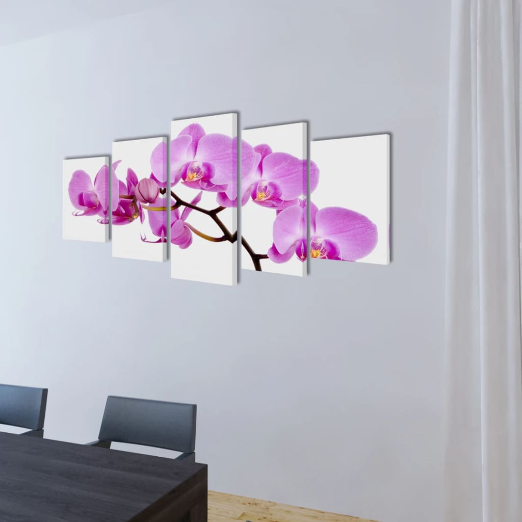 Canvas Wall Print Set Orchid 200 x 100 cm vidaXL