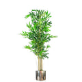 120cm (4ft) Natural Look Artificial Bamboo Plants Trees with Metal Planter Leaf