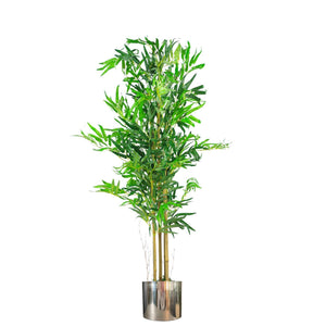 120cm (4ft) Natural Look Artificial Bamboo Plants Trees with Metal Planter Leaf