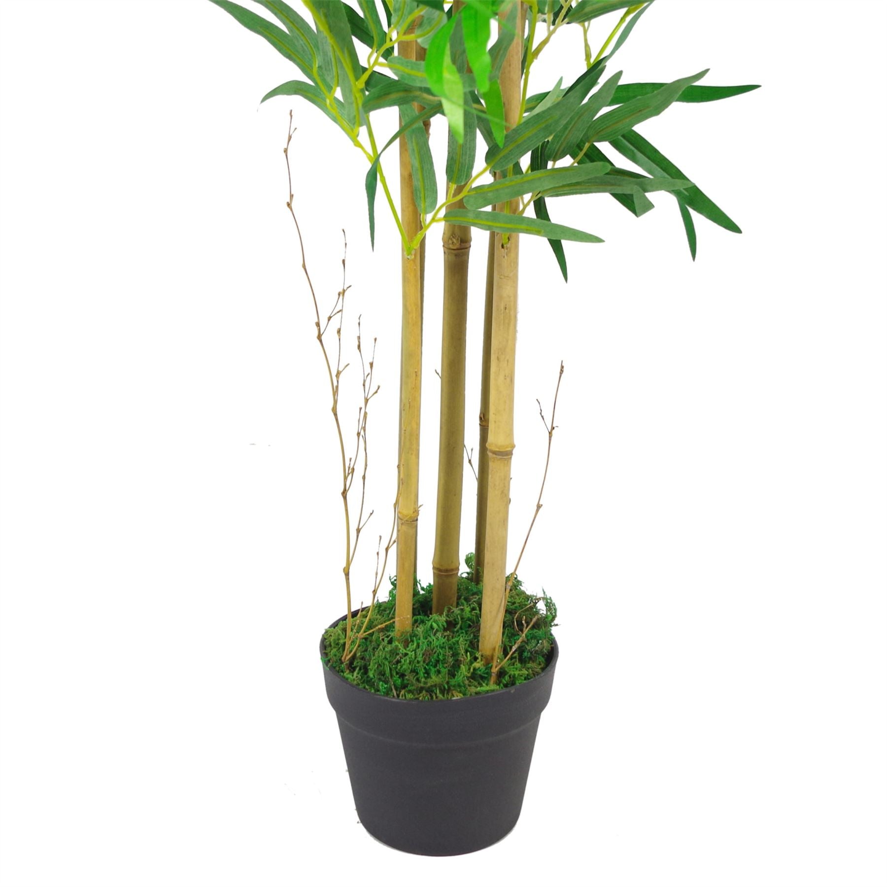 120cm (4ft) Natural Look Artificial Bamboo Plants Trees with Metal Planter Leaf