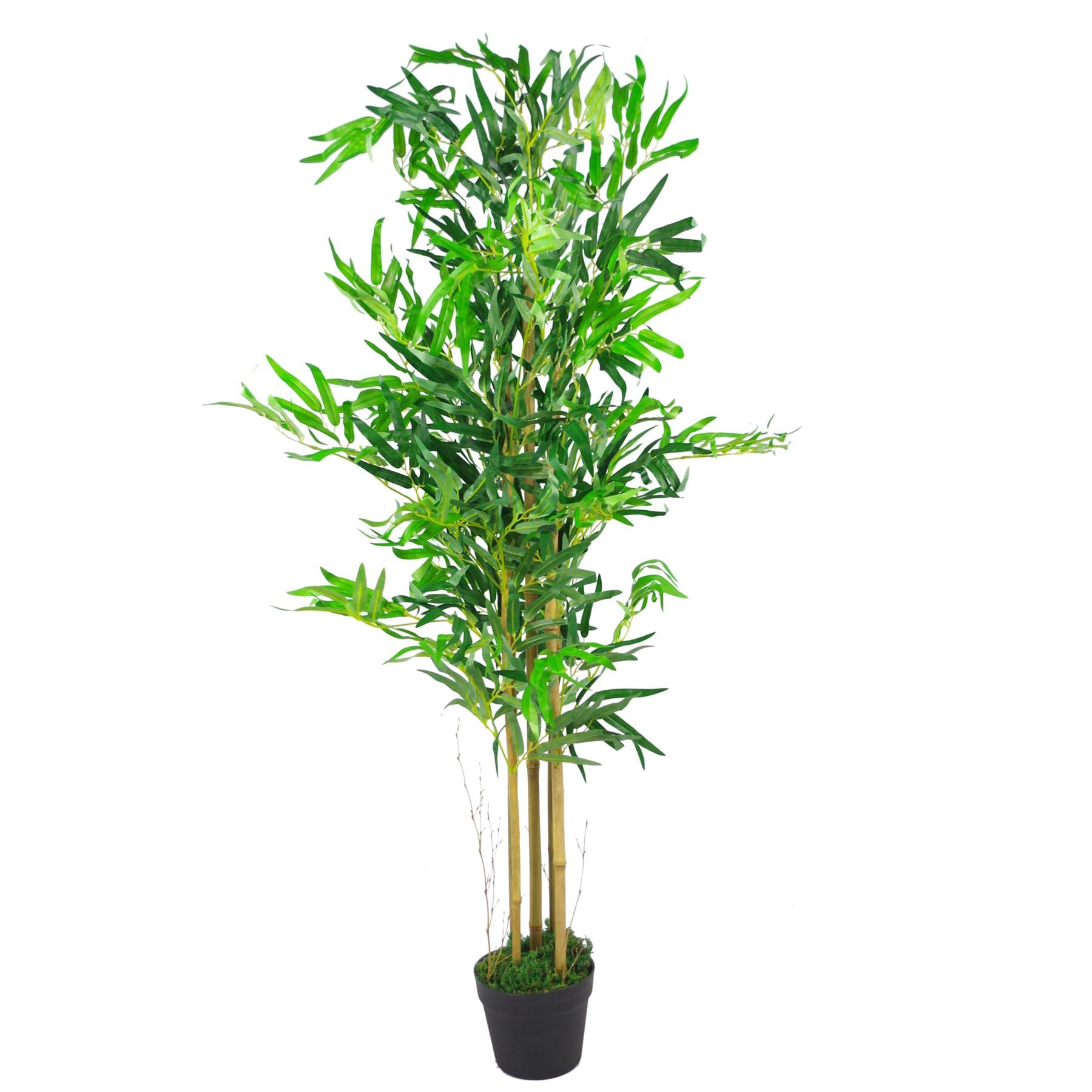 120cm (4ft) Natural Look Artificial Bamboo Plants Trees with Metal Planter Leaf
