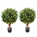 90cm Pair of UV Resistant Gloxinia Ball Topiary with 1608 Leaves and Natural Trunk Leaf