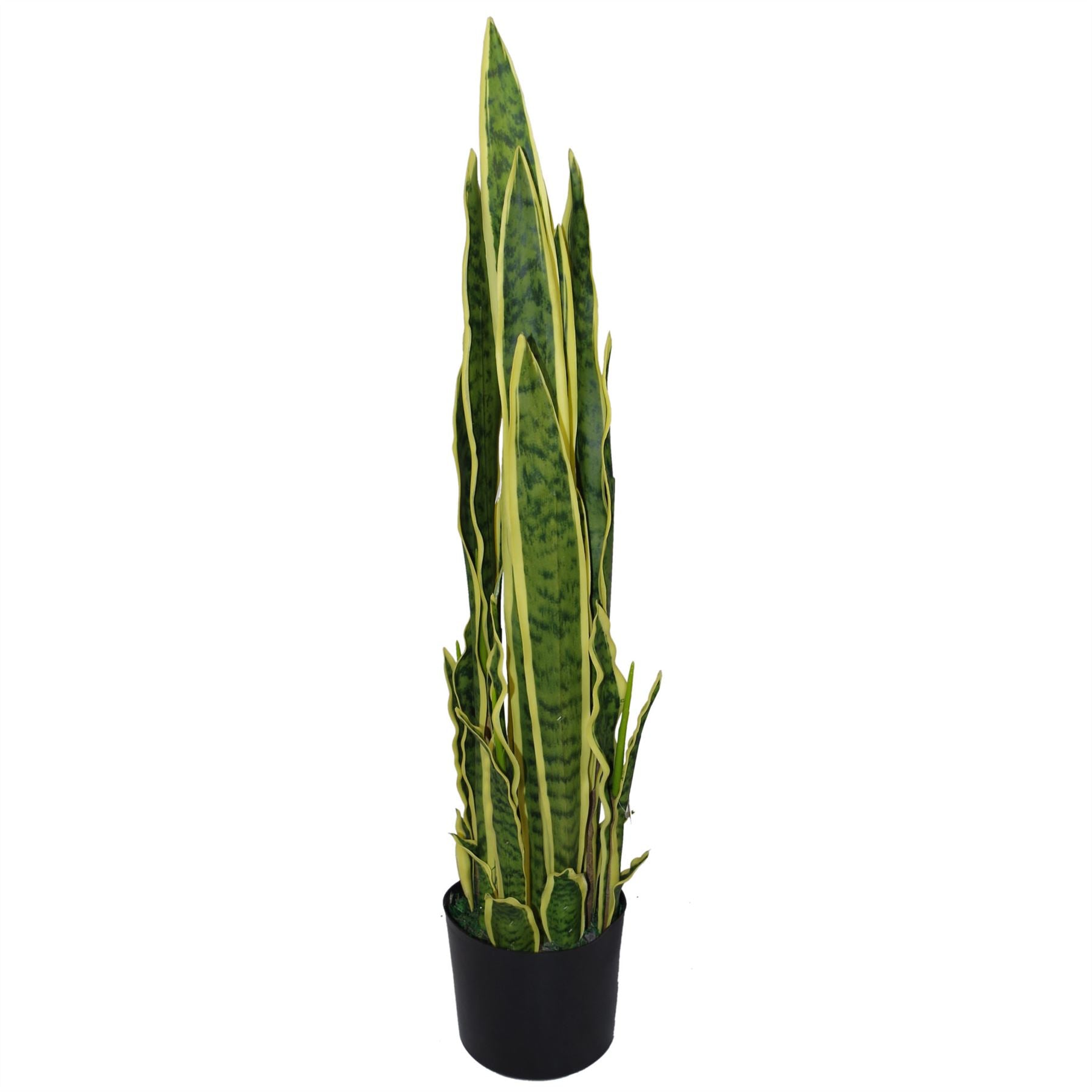 90cm (3ft) Artificial Sansevieria Yellow Green Indoor Plant - Large Leaf