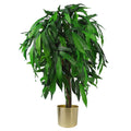 100cm Leaf Design UK Artificial Realistic Mango Plant / Tree Green Gold Leaf