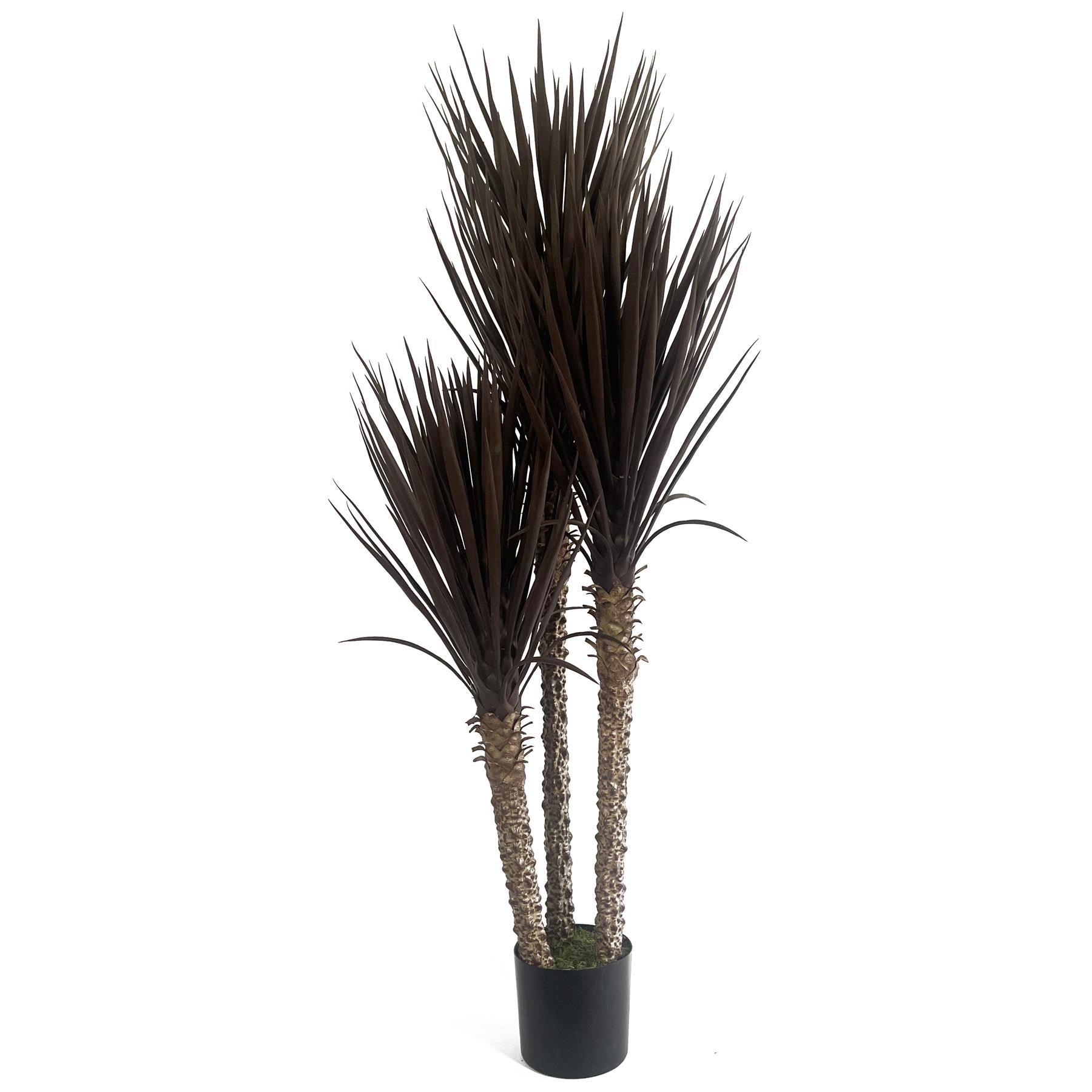 155cm Artificial Yukka Tree Plant Spiky UV Resistant Outdoor Tree Triple Dark Red and Brown Leaf