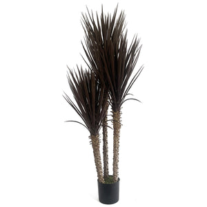 155cm Artificial Yukka Tree Plant Spiky UV Resistant Outdoor Tree Triple Dark Red and Brown Leaf