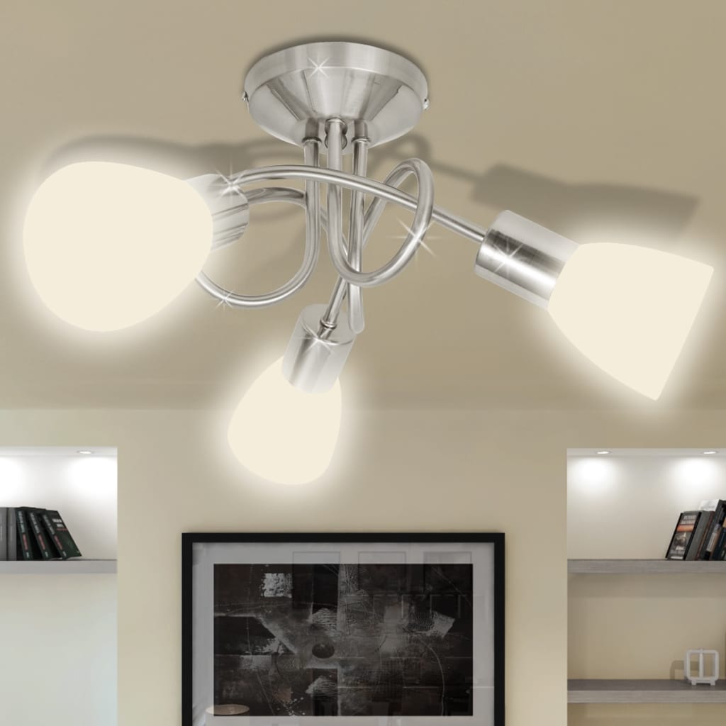 Ceiling Lamp with Glass Shades for 3 E14 Bulbs vidaXL