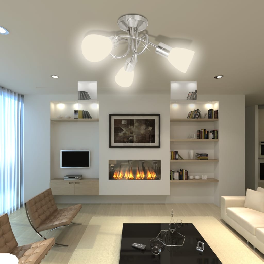 Ceiling Lamp with Glass Shades for 3 E14 Bulbs vidaXL
