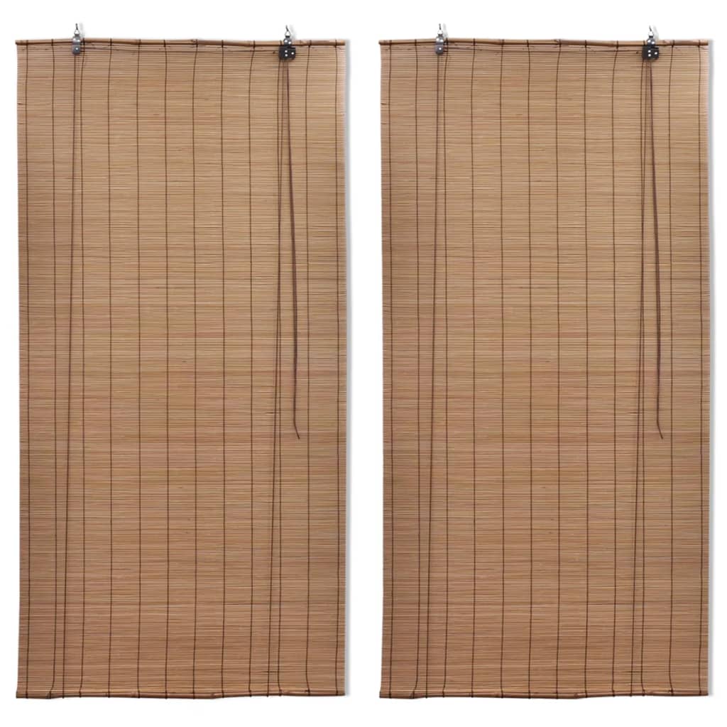 Bamboo Roller Blinds 2 pcs Brown 120x220 cm