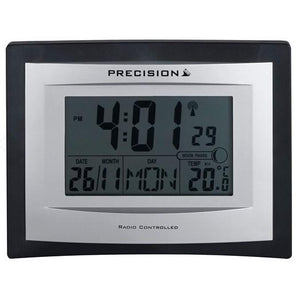 Precision Radio Controlled Wall Desk Clock, Day/date, Temperature Digital Display Alarm Clock AP046 Precision