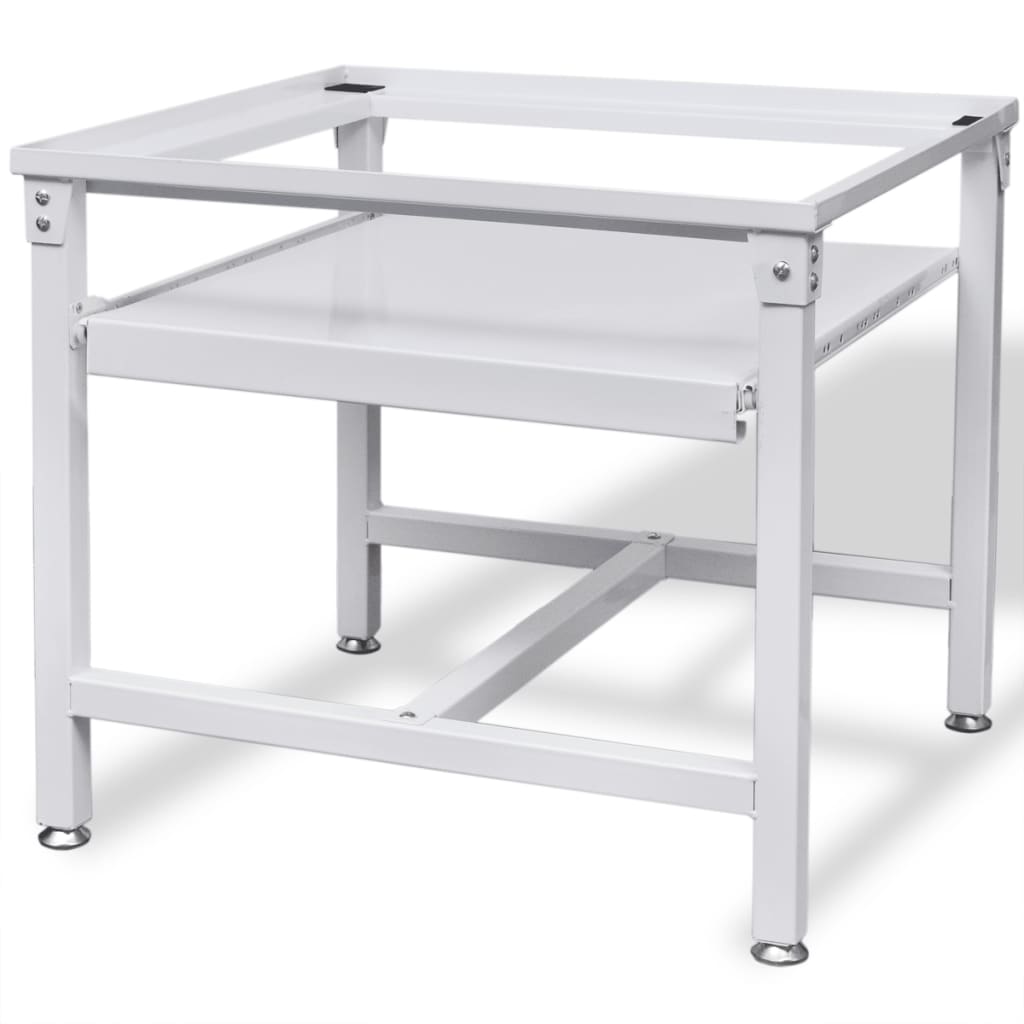 Washing Machine Pedestal with Pull-Out Shelf White