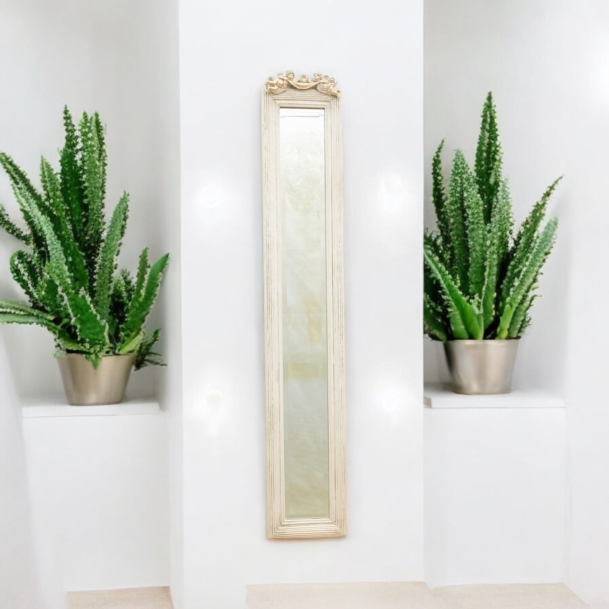 13 X 109CM ANTIQUE WHITE MIRROR