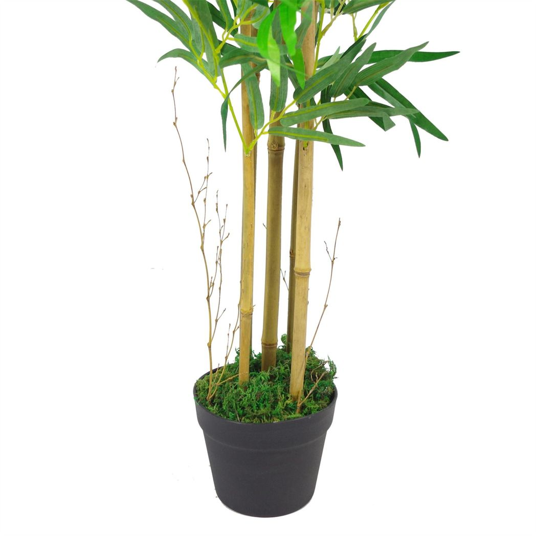 150cm (5ft) Natural Look Artificial Bamboo Plants Trees - XL with Copper Metal Planter Leaf