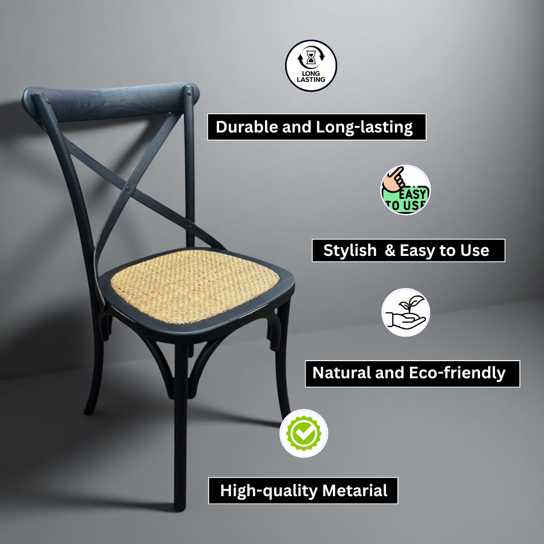 BLACK FRENCH CROSS BACK CHAIR MSL