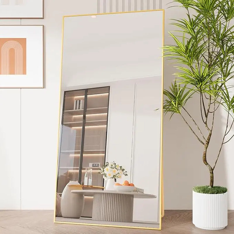 Arched/Right Angle 71"X26" Full Length Mirror Full Body Floor Mirror Standing Hanging or Leaning Wall, Arch Wall Mirror with Stand Aluminum Alloy Thin Frame for Bedroom Cloakroom,Black 64"X21" 59"X16"Arched Full-Length Mirror with Explosion-Proof HD Glass