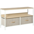 HOMCOM TV Cabinet, TV Console Unit with 2 Foldable Linen Drawers Maple Colour Unbranded