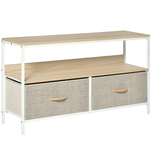 HOMCOM TV Cabinet, TV Console Unit with 2 Foldable Linen Drawers Maple Colour Unbranded
