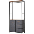 175x83cm Freestanding Clothes Hanger Storage Unit SteelBlack Brown Coat Rack HOMCOM