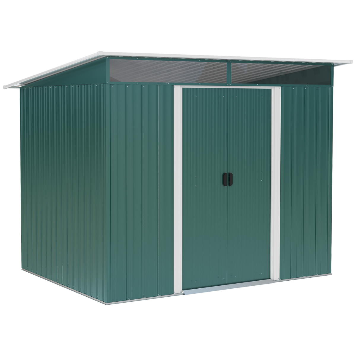 Pent Roofed Metal Garden Shed Foundation and Vent 260x194x200cm Green Outsunny