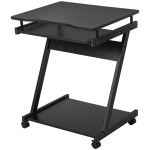 Movable Computer Desk with 4 Moving Wheels Sliding Keyboard Tray Black Unbranded