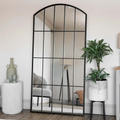 Tomi - Full Length Black Metal Arched Lattice Window Mirror - 180cm x 90cm