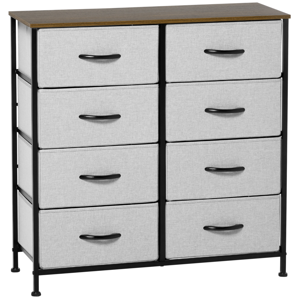 HOMCOM 8 Drawer Fabric Chest of Drawers w/ Wooden Top for Closet Hallway Grey HOMCOM