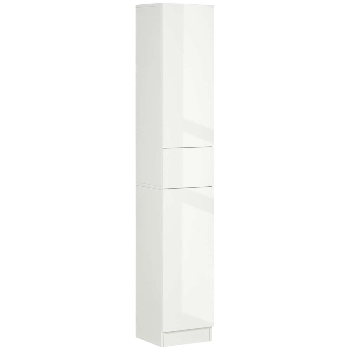 kleankin High Gloss Tall Bathroom Cabinet with Adjustable Shelves White Kleakin