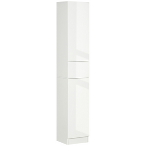 kleankin High Gloss Tall Bathroom Cabinet with Adjustable Shelves White Kleakin