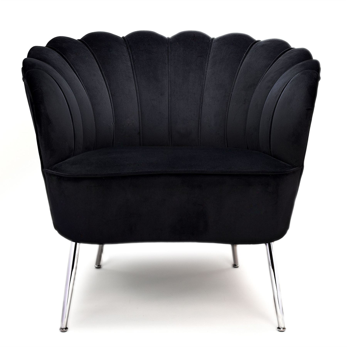 Black Scalloped Cocktail Chair with Chrome Legs Widdop