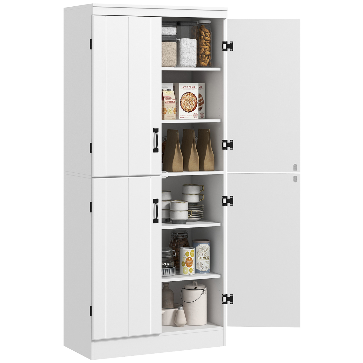 4-Door Kitchen Cabinet, ShelvesWhite