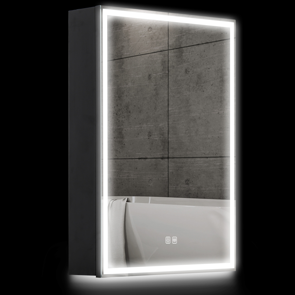 HOMCOM Bathroom Cabinet with Mirror, LED Lights and Demister Pad, Black