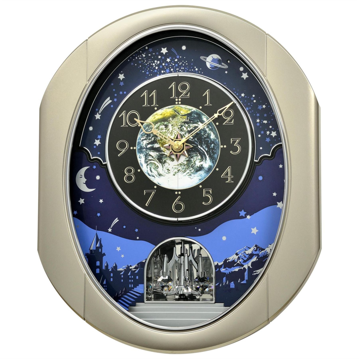 Rhythm Magic Motion Clock Crystal Decoration Silver Finish Widdop