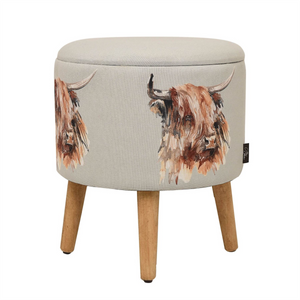 Meg Hawkins Storage Footstool - Highland Cow Widdop