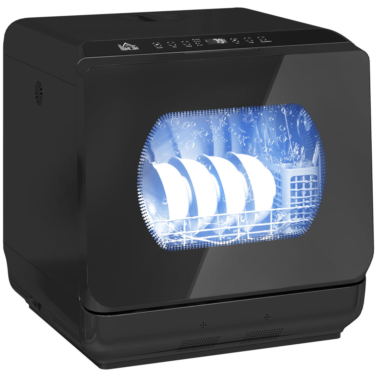 HOMCOM Worktop Dishwasher w/ 4 Place Settings 6 Programs, Black HOMCOM