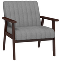 HOMCOM Modern Accent Chair Upholstered Armchair for Bedroom Living Room Grey HOMCOM