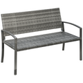 Outsunny Patio Rattan 2 Seater Garden Bench Love Seater Garden Armchair Grey Outsunny