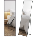 HOMCOM Full Length Mirror Floor Standing Wall-Mounted, Dressing Mirror Black
