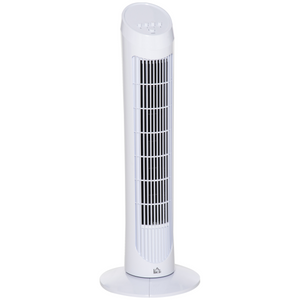 HOMCOM 30" Tower Fan Noise Reduction Wind 3-Level Cool ABS Indoor White HOMCOM
