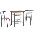 MDF 2-Seater Bar Stool and Table Set w/ Bottle Storage Shelf Wood Tone HOMCOM
