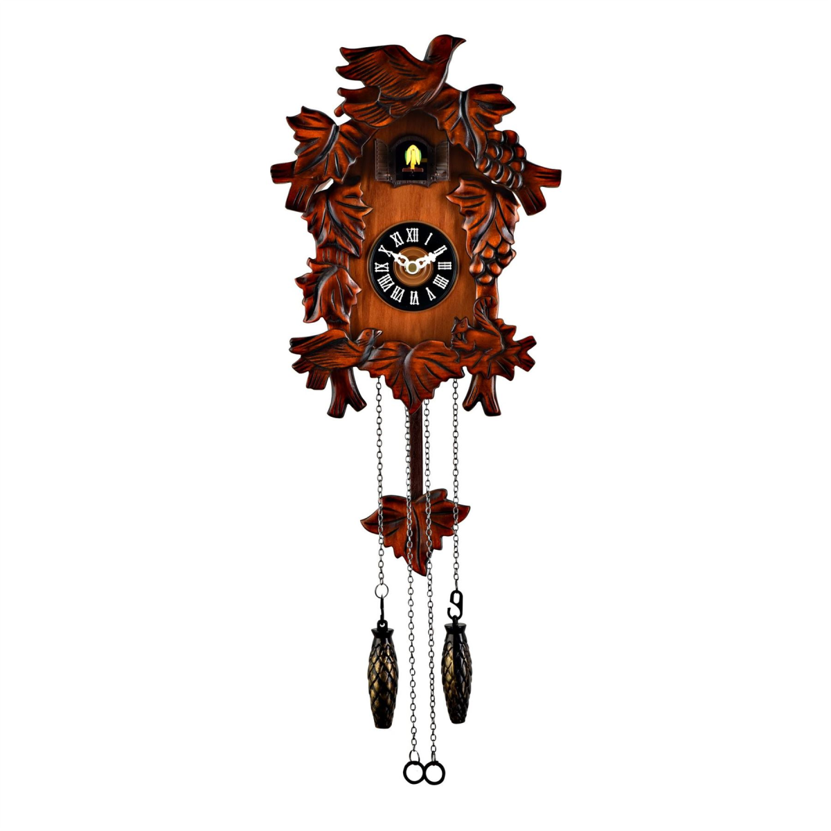 Qtz Cuckoo Clock - Bird on Top Wooden Case - Small Widdop