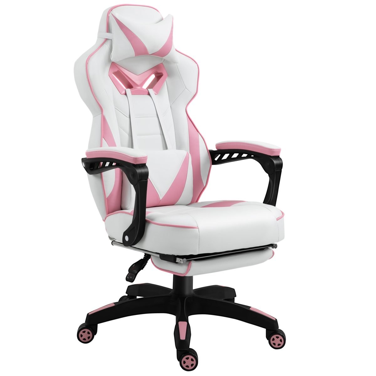 Gaming Chair Ergonomic Reclining w/ Manual Footrest Wheels Stylish Office Pink Vinsetto