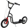 HOMCOM 75-80cm Kids Kick Scooter Adjustable Handlebar Inflatable Wheels Black Unbranded