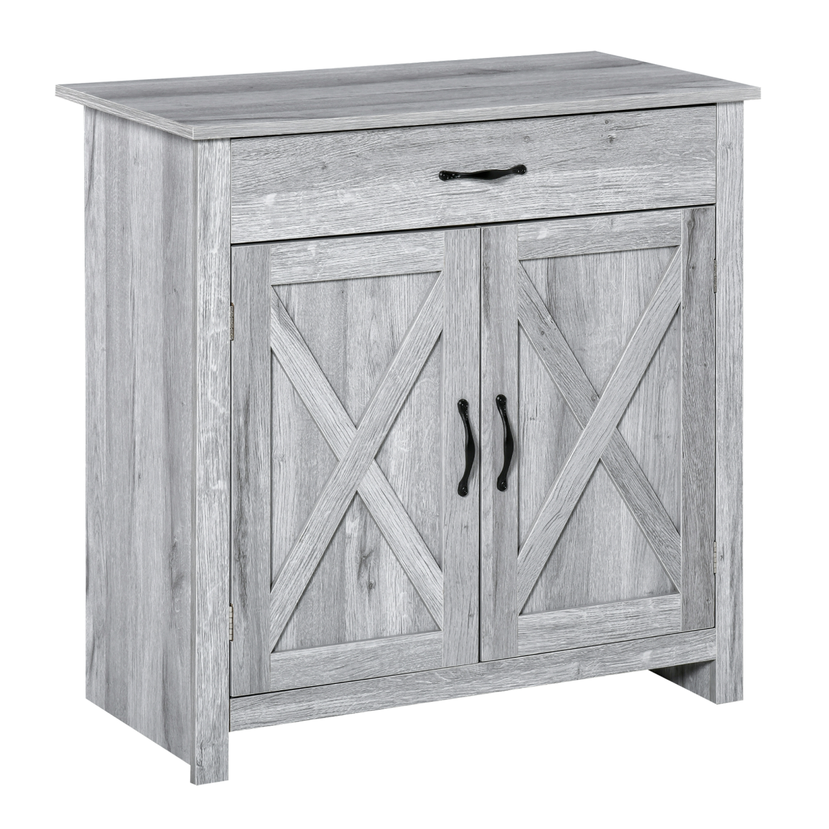 Farmhouse Barn Door Sideboard Buffet Storage Cabinet Coffee Bar Grey Grain Unbranded